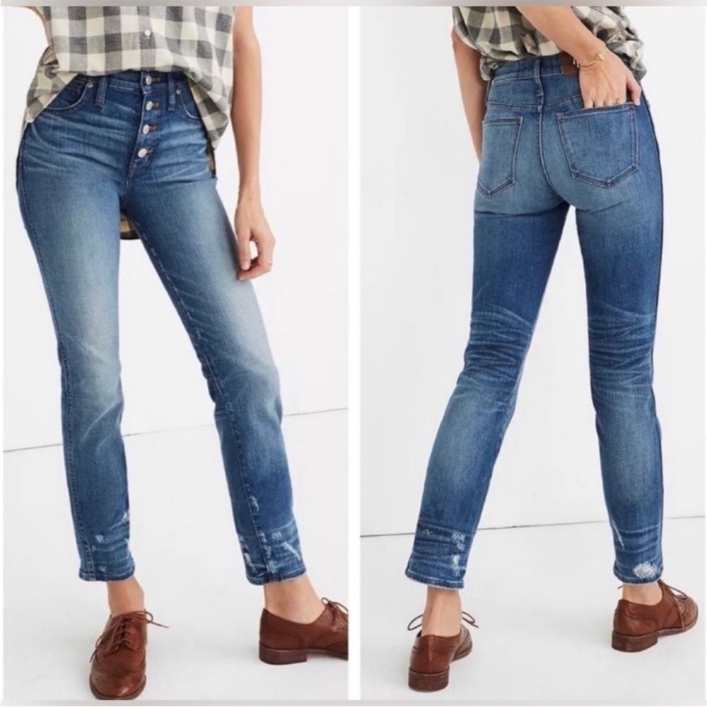Madewell Slim Straight Jeans: Distressed Button Front Edition, Size 25 NWOT